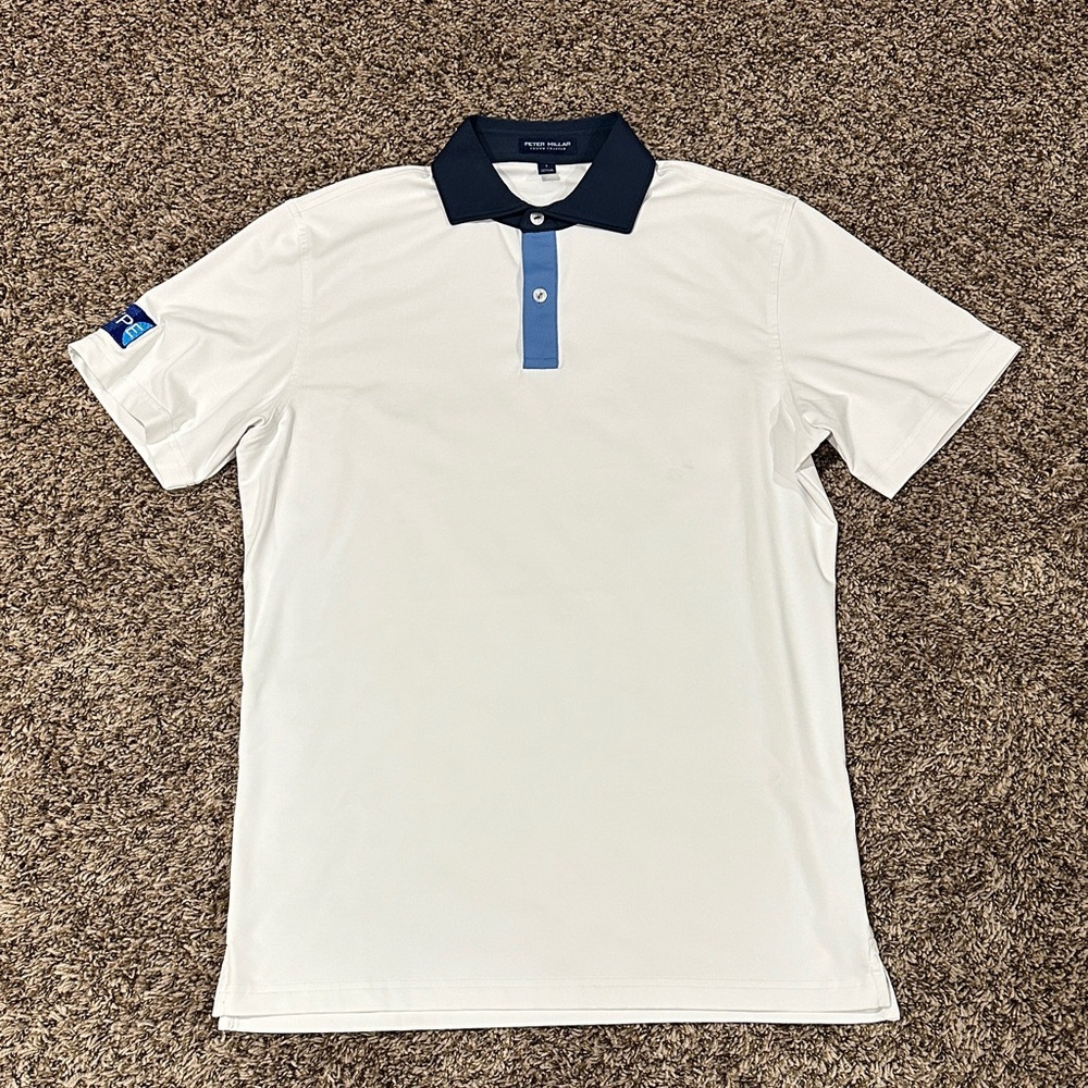 Peter Millar White Polo with Navy Collar